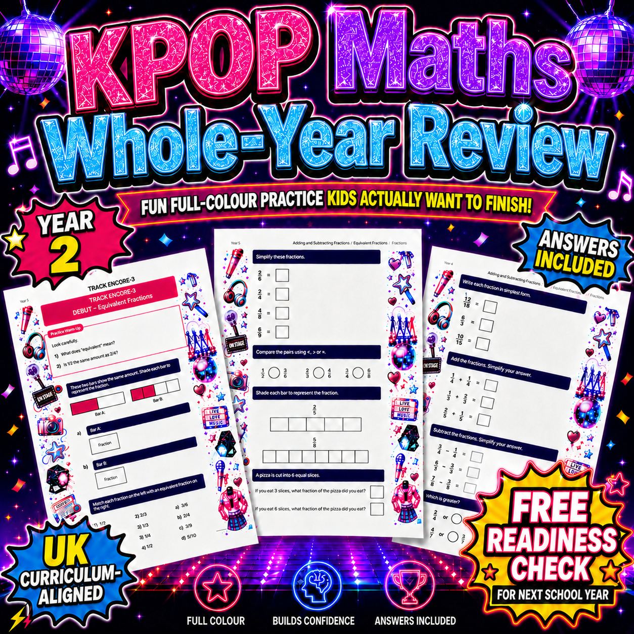 Year 2 Maths Whole-Year Review - Idol Academy (Digital PDF)
