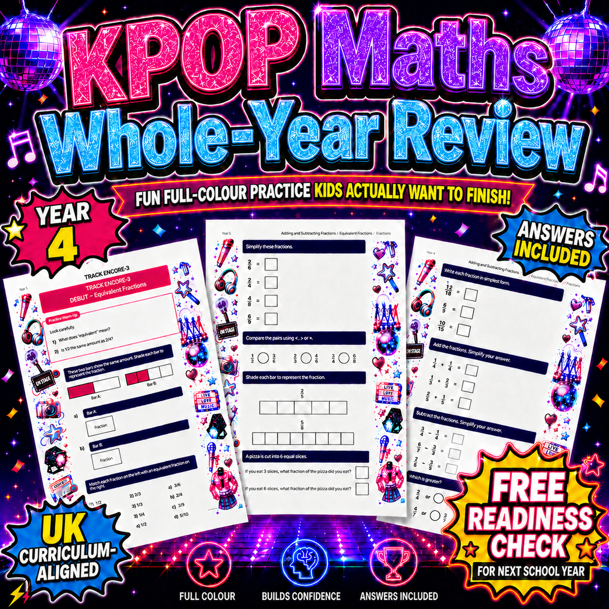 Year 4 Maths Whole-Year Review - Idol Academy (Digital PDF)